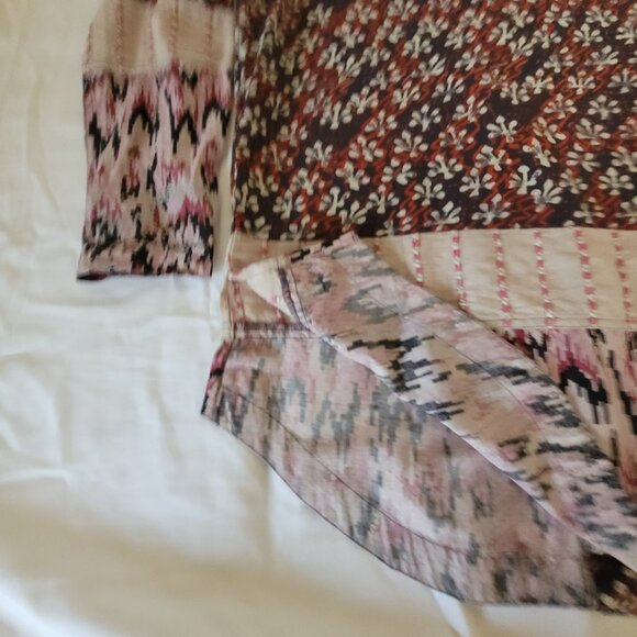 BoHo Territory Ahead Womens Shirt Patchwork Tunic Style Long Length Size M - Picture 8 of 15